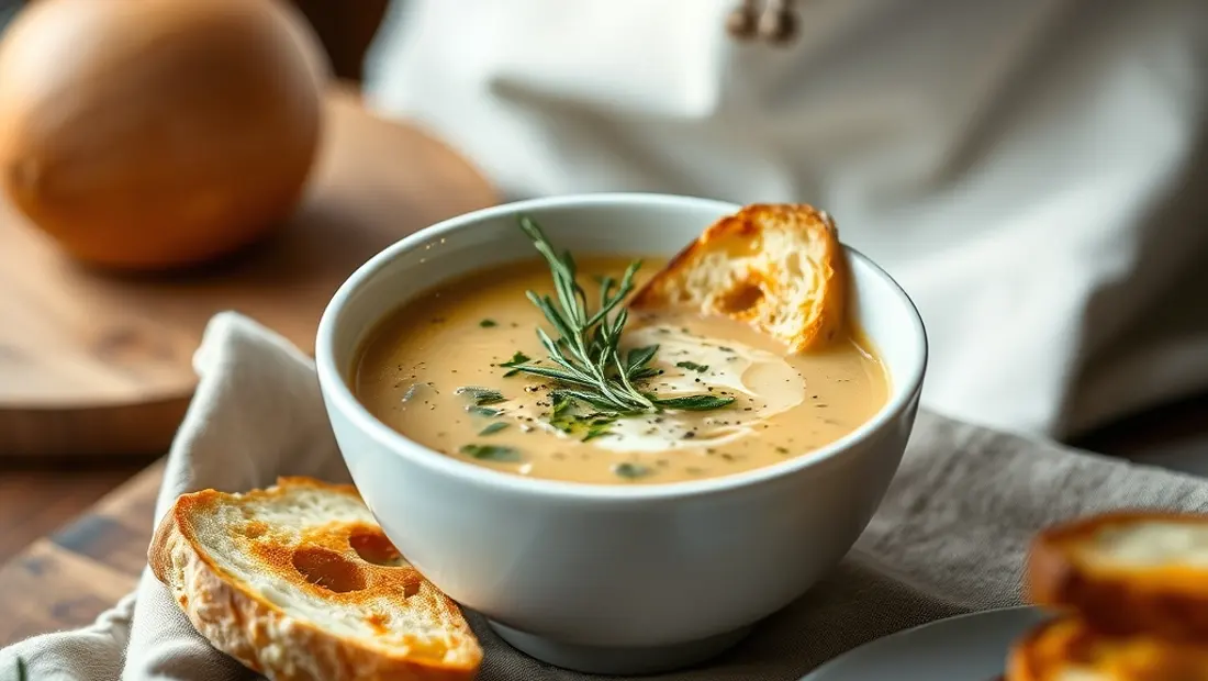 Soupe aux épinards frais avec pain grillé