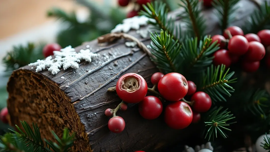 Détail de la bûche de Noël gourmande