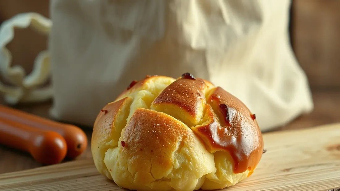 Brioche fraîche sur une planche de bois