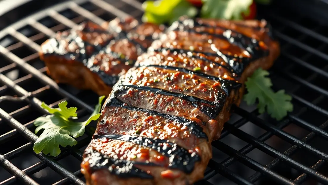 Entrecôte de bœuf sur une grille de barbecue
