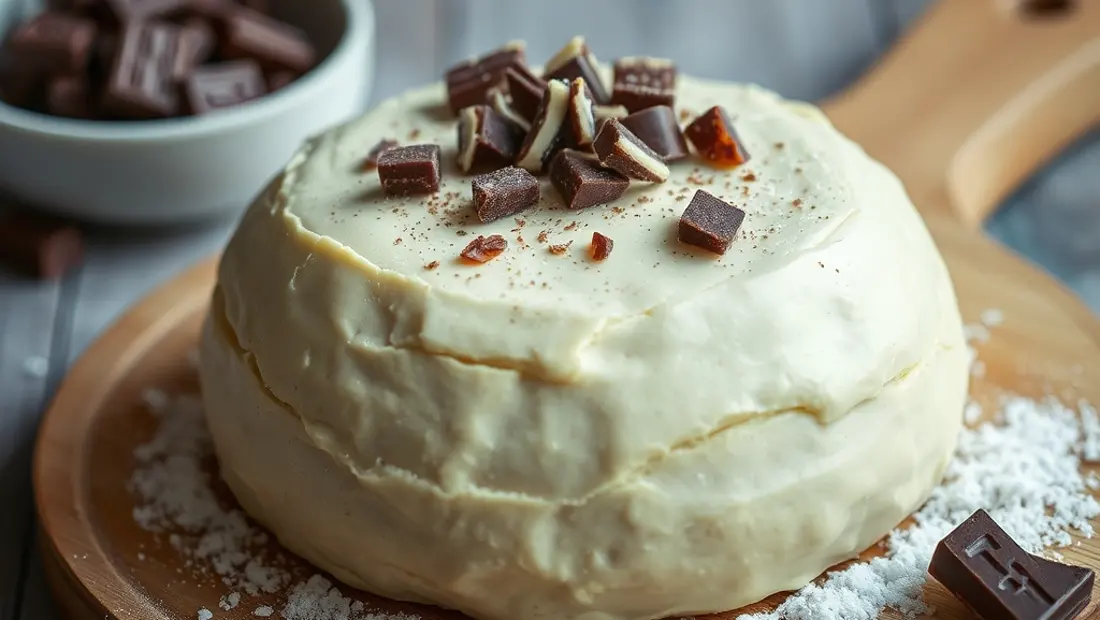 Pâte à bombe fraîche avec sucre et chocolat.
