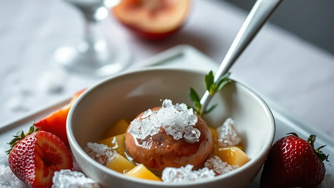 Craquelin et fruits sur une assiette.