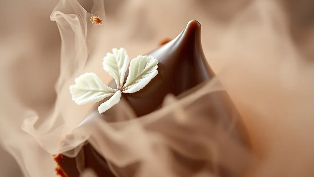 Truffe au chocolat avec menthe et vapeur de chocolat.