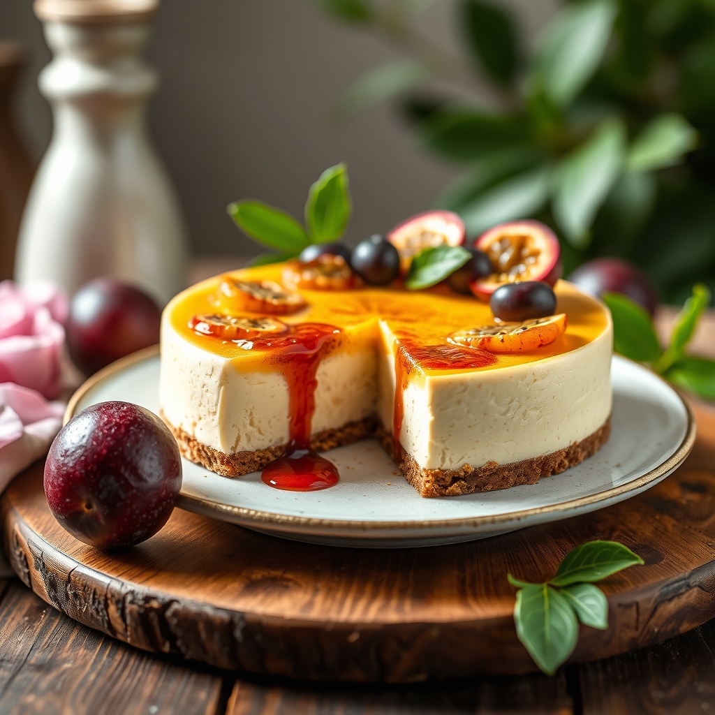 découvrez notre délicieux cheesecake passion, alliant la douceur du cheesecake crémeux à la fraîcheur exotique du fruit 
