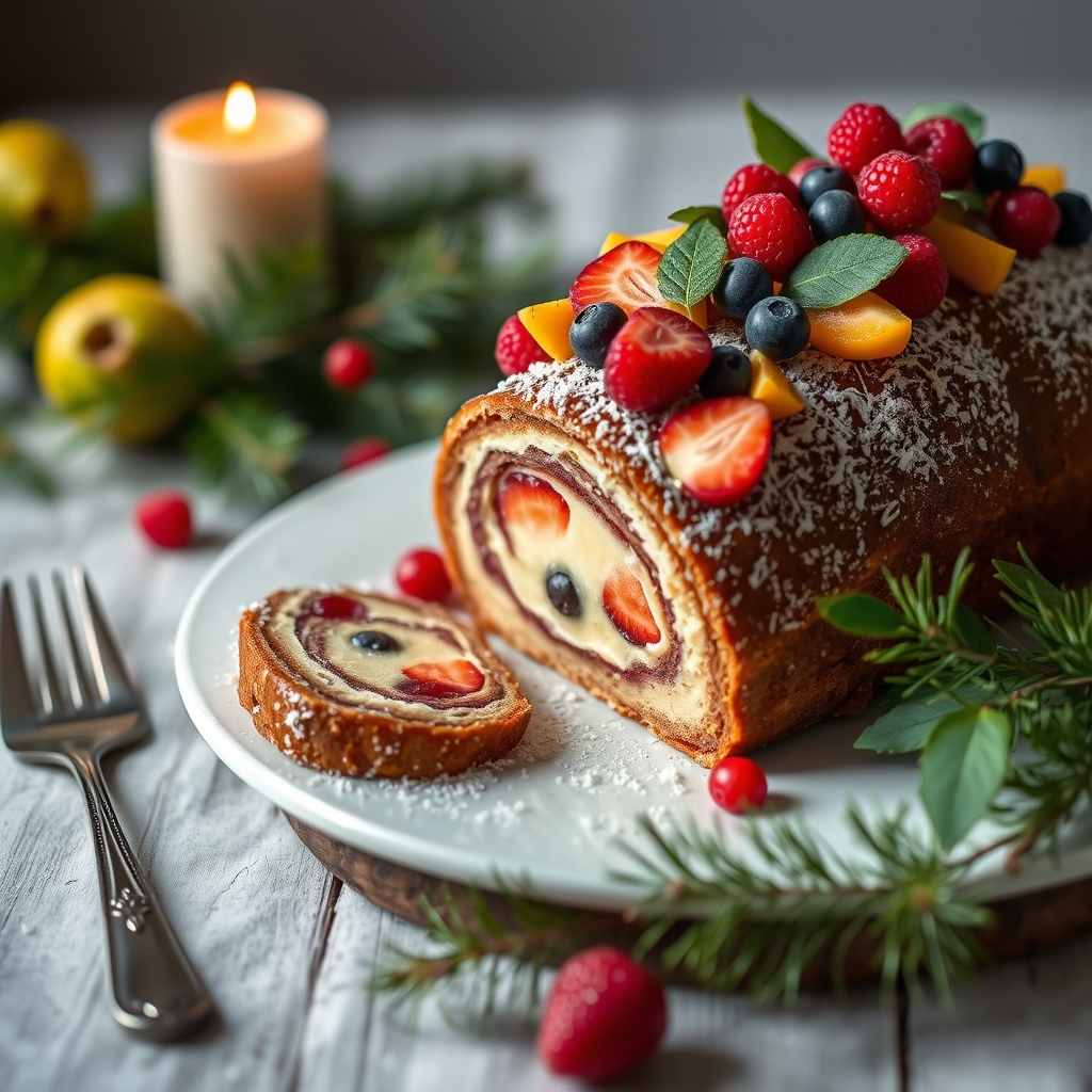 découvrez notre délicieuse bûche de noël aux fruits exotiques, une douceur festive alliant fraîcheur et saveurs tropical