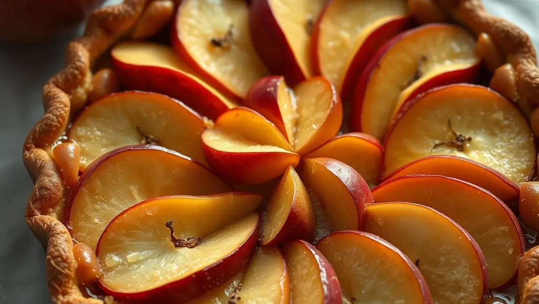 Détail de la tarte aux pommes.