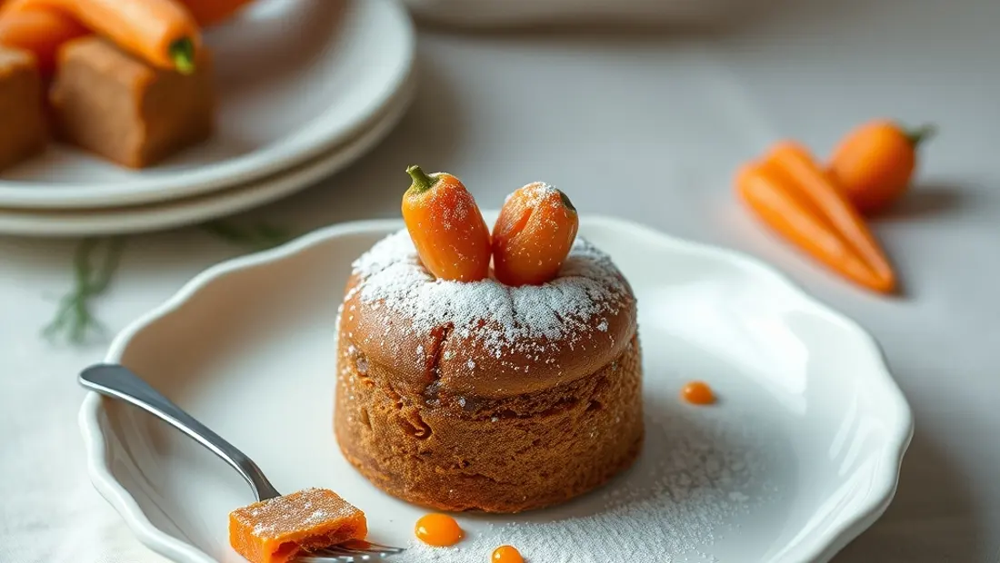 Gâteau aux carottes sur assiette