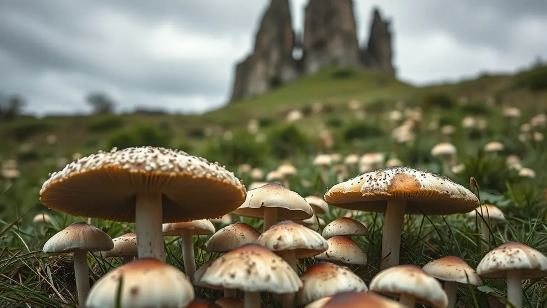 Champignons sauvages dans un champ