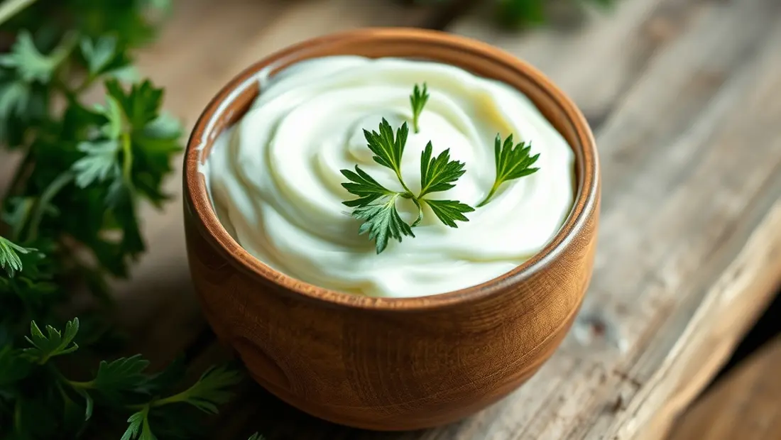 Crème épaisse et herbes.