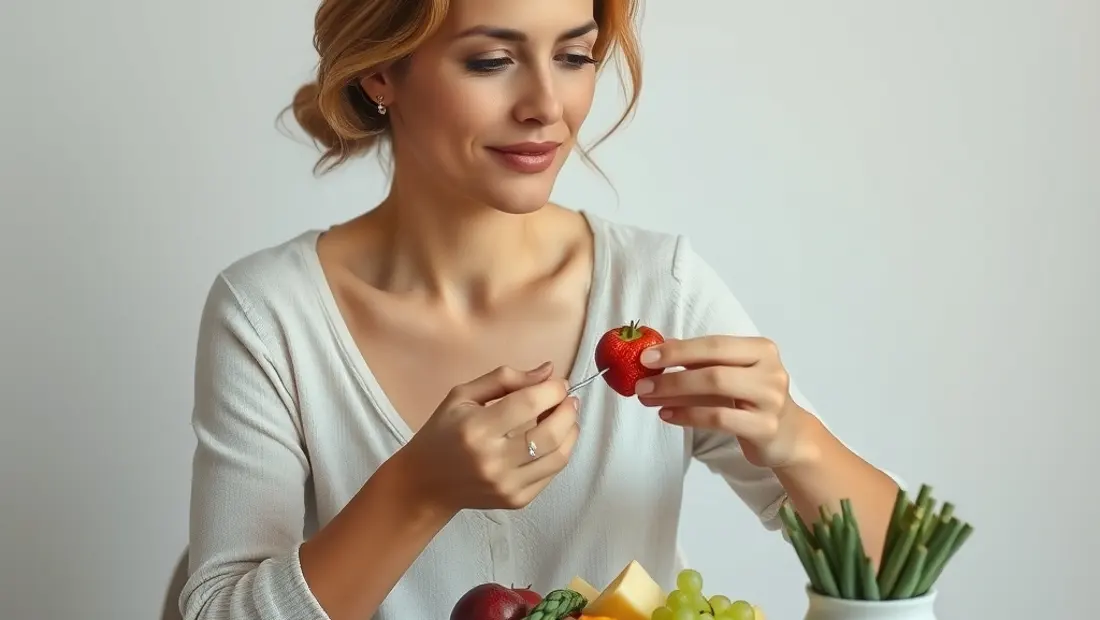 Femme mangeant un repas sain.