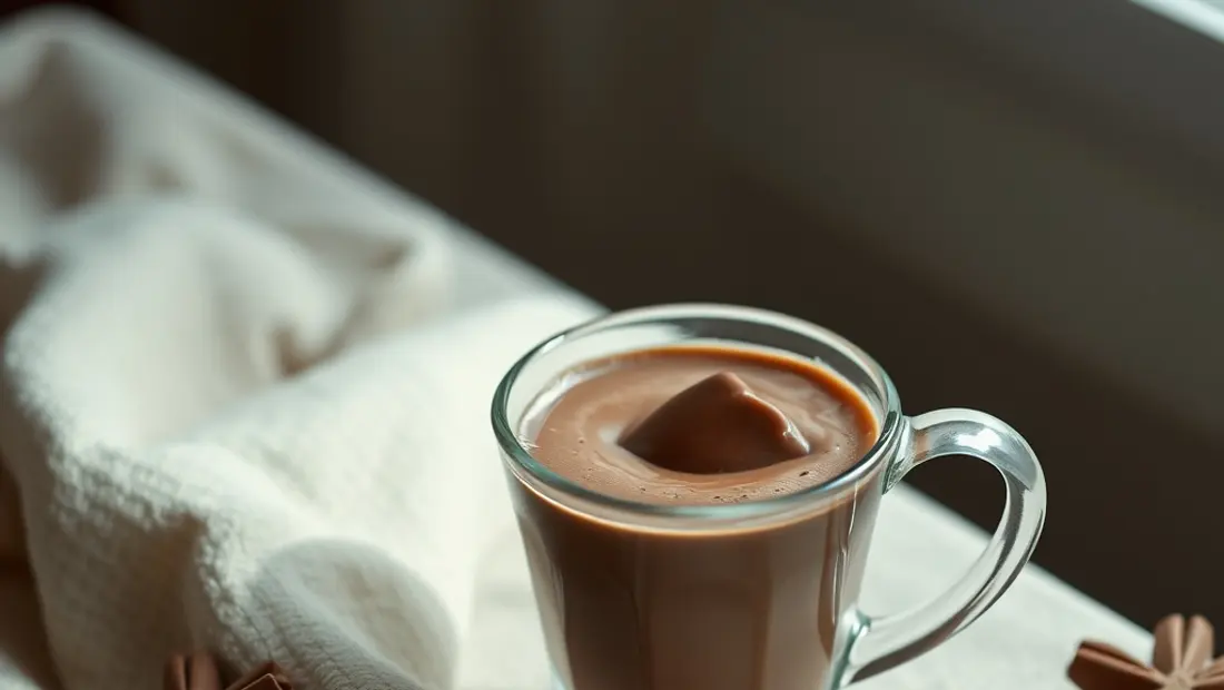 Chocolat chaud avec morceau de chocolat fondu