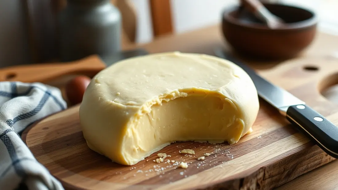 Pâte à fonder sur une planche de bois