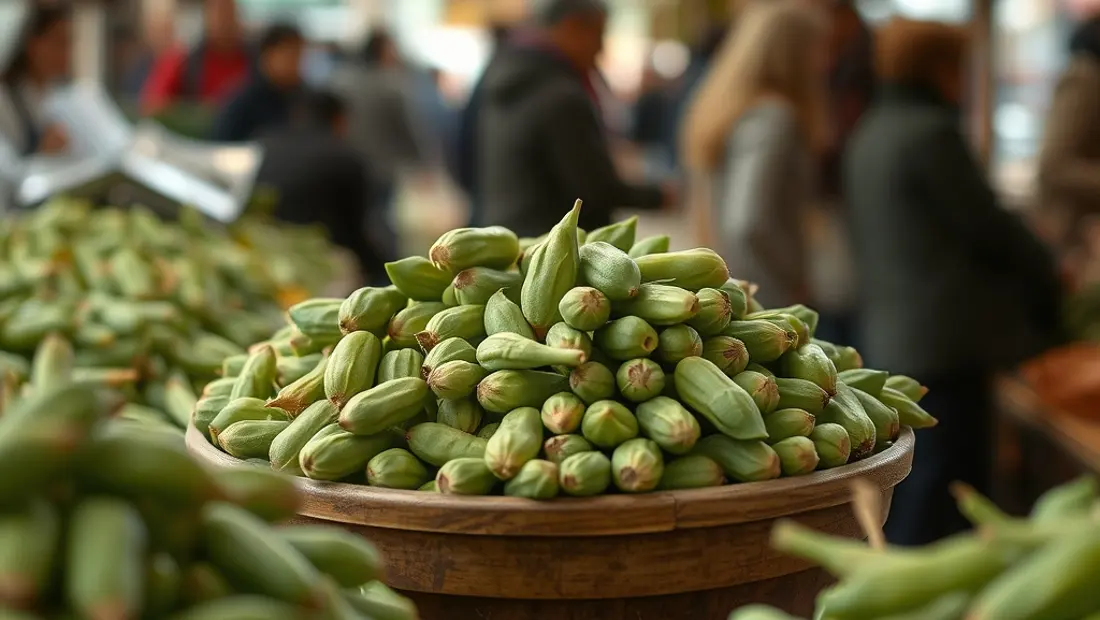 Choux verts dans un étalage de marché.