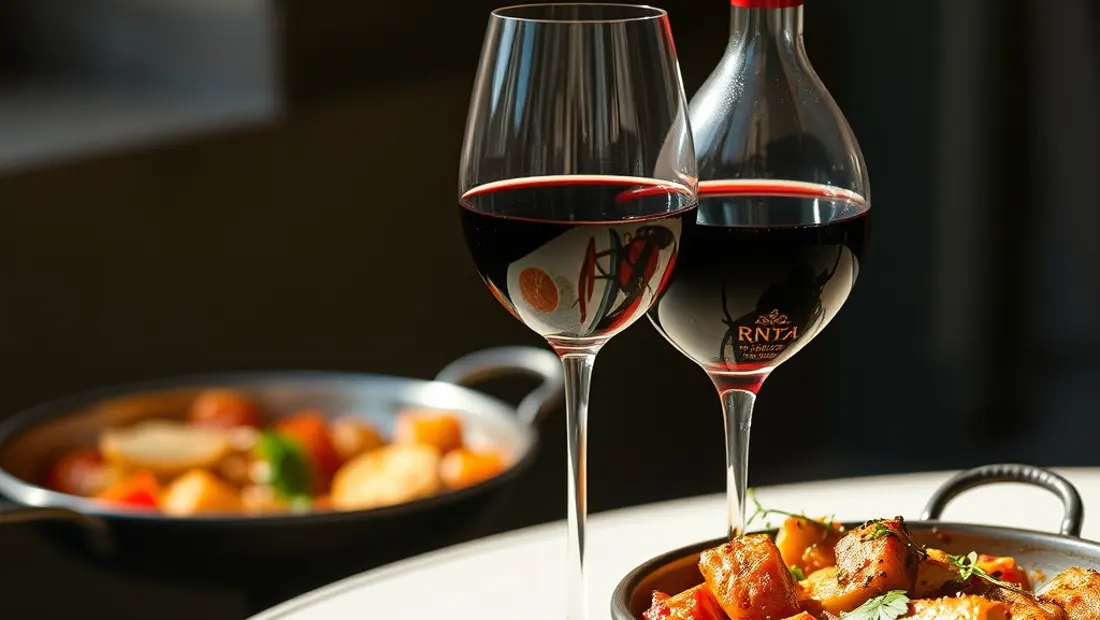 Verre de vin rouge à côté de la paella