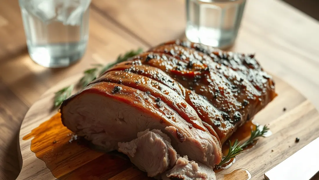 Côte de porc sous vide avec accessoires.