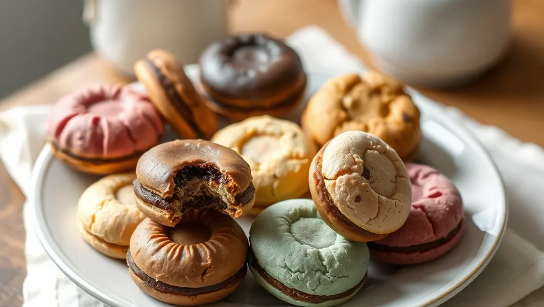 Cookies variés sur serviette en toile cirée