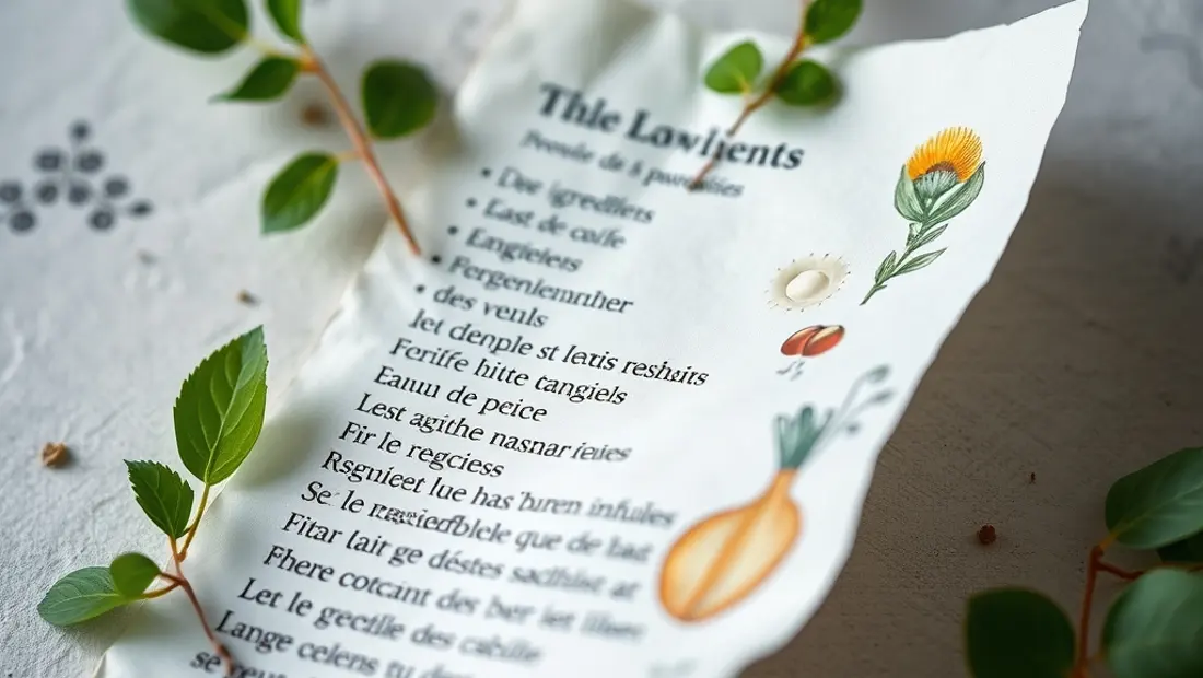 Feuille de papier avec recette.