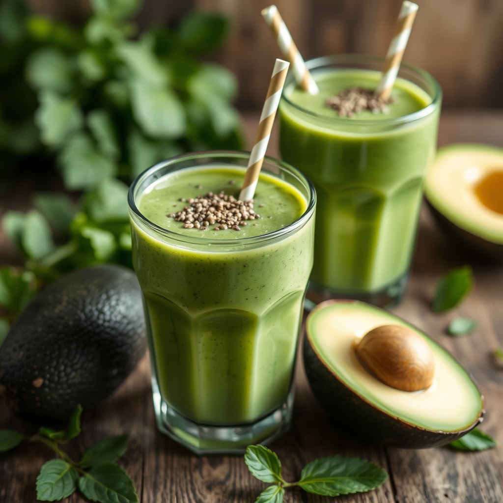 Recette de smoothie vert avocat et chia