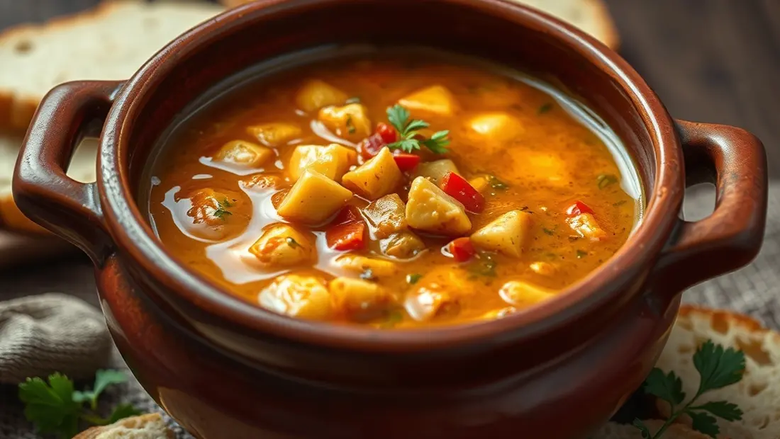 Soupe Égusi dans un bol en terre cuite.