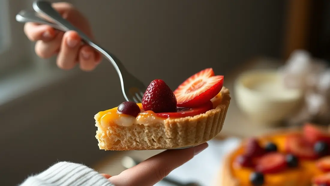 Cuillère servant une tarte aux fruits